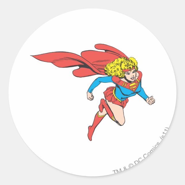 Supergirl springt rechts runder aufkleber (Vorderseite)