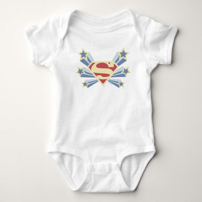 Supergirl Stars S-Shield Baby Strampler (Vorderseite)