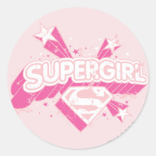 Supergirl Stars und Logos Runder Aufkleber