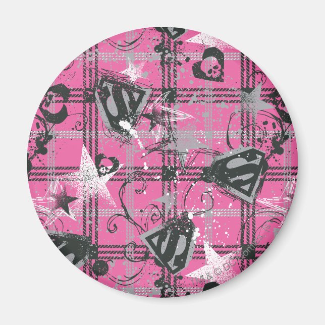 Supergirl Stars und Skulls Muster Magnet (Vorne)