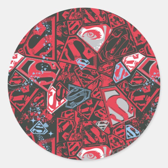 Supergirl Stary Red Pattern Runder Aufkleber (Vorderseite)