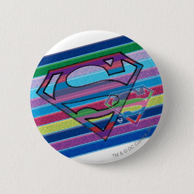 Supergirl Strip Rainbow-Logo Button (Vorderseite)
