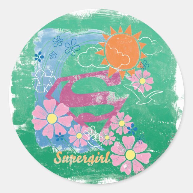 Supergirl Sun und Liebe Runder Aufkleber (Vorderseite)