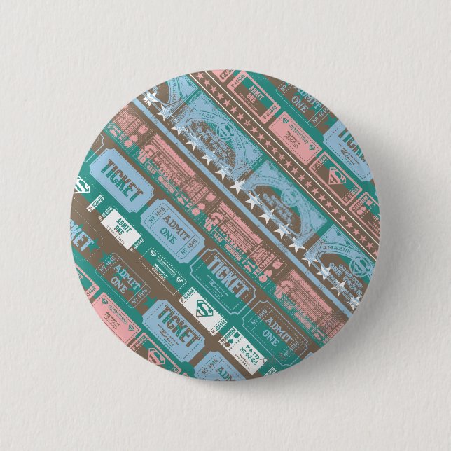 Supergirl Ticket Pattern Blau Button (Vorderseite)