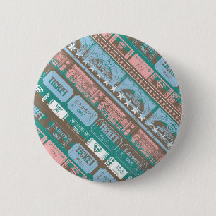 Supergirl Ticket Pattern Blau Button