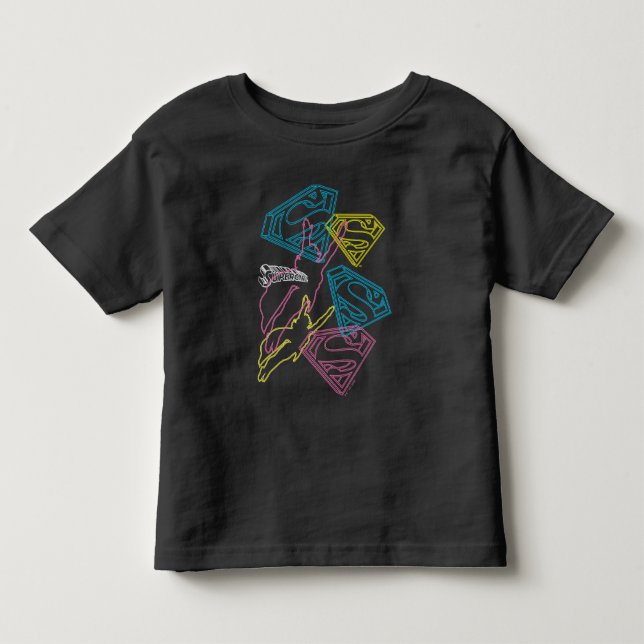 Supergirl und Logo farbige Konturen Kleinkind T-shirt (Vorderseite)