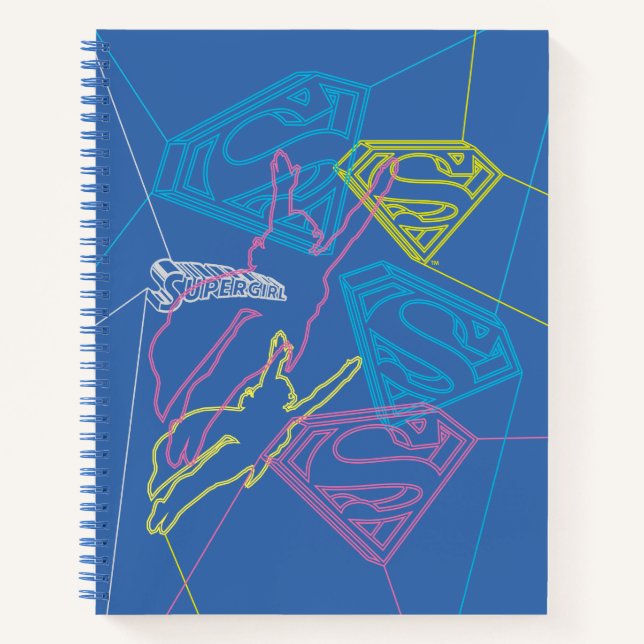 Supergirl und Logo farbige Konturen Notizbuch (Vorderseite)
