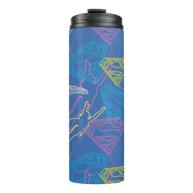 Supergirl und Logo farbige Konturen Thermosbecher (Vorderseite)