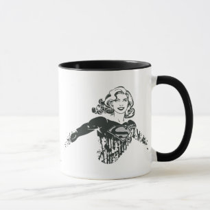 Supergirl zeichnendes Schwarzweiss-1 Tasse