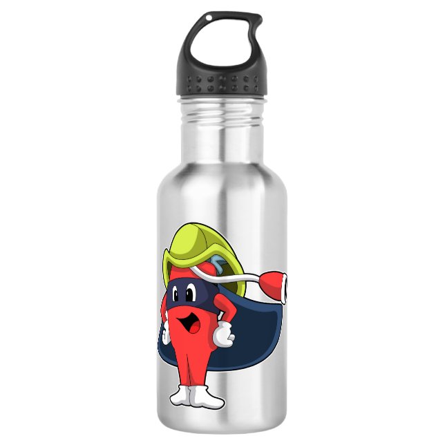 Superheld als Feuerwehrmann Edelstahlflasche (Vorderseite)