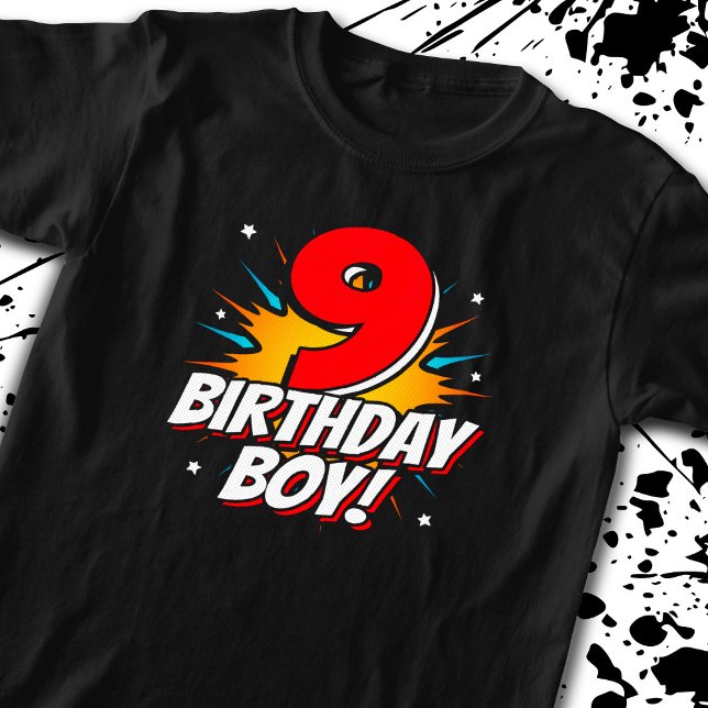 Superheld Birthday Boy - 9 Jahre alt - 9. Geburtst T-Shirt (Von Creator hochgeladen)