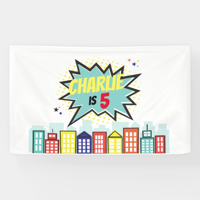 Superheld Birthday Boy Banner Hintergrund (Horizontal)