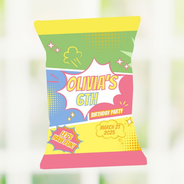 Superheld Birthday Party favorisiert Chip Bag Wrap Flyer (Von Creator hochgeladen)