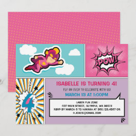 Superheld Birthday Party - Girl Colors Einladung