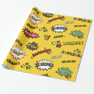 Superheld-buntes Spaß-Muster Geschenkpapier