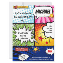 Superheld-Comic-Buch-Adoptions-Party