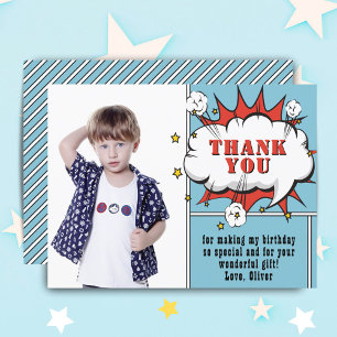 Superheld Comic Sprechblase Foto Geburtstag Danke Postkarte
