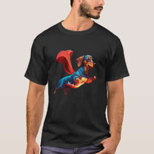 Superheld-Dachshund-Rot-Cape-Superheld-Hund T-Shirt