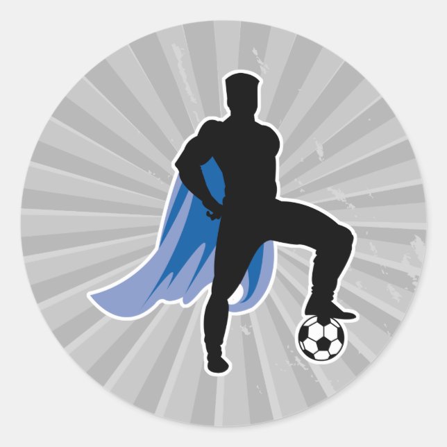 Superheld-Fußballspieler Runder Aufkleber (Vorderseite)