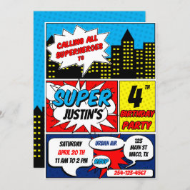 Superheld-Geburtstagsparty Einladung