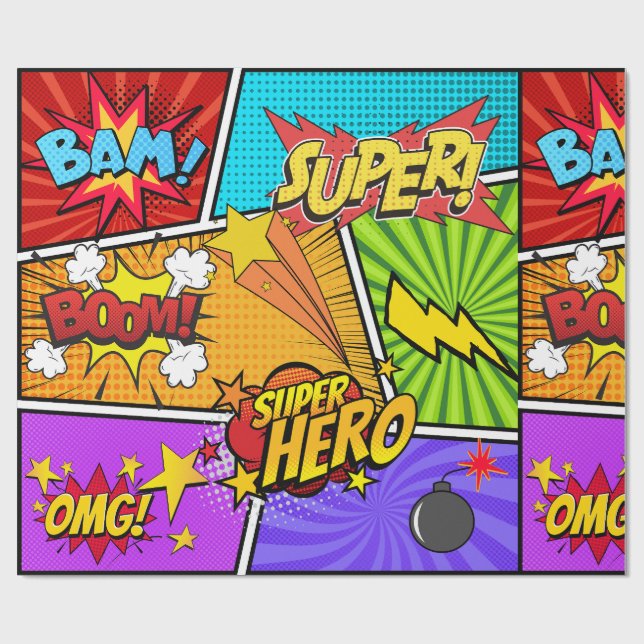 Superheld  geschenkpapier (Flach)