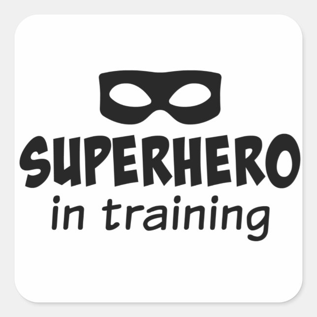 Superheld in der Ausbildung Quadratischer Aufkleber (Vorderseite)