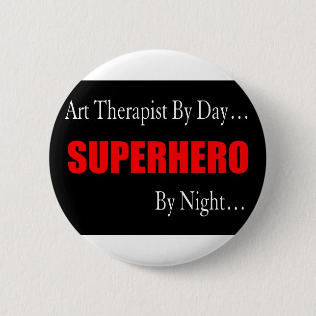 Superheld-Kunst-Therapeut Button (Vorderseite)