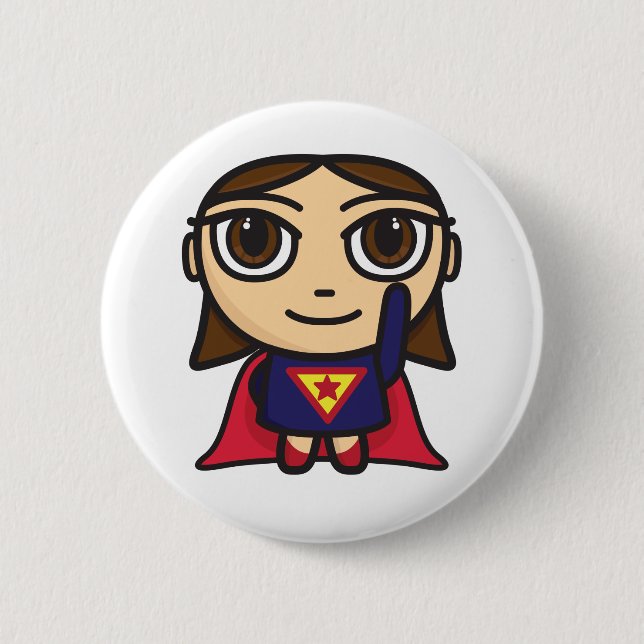 Superheld-Mädchen-Charakter Button (Vorderseite)