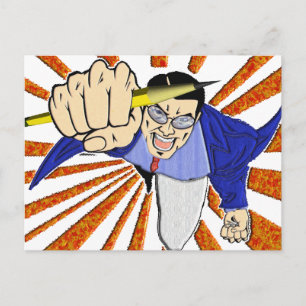 Superheld mit Stift Postkarte
