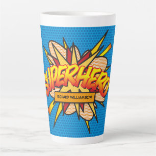SUPERHELD Name Spaß Retro-Comic-Book-Pop-Art Milchtasse