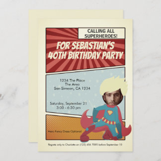 Superheld Old Comic Geburtstagsparty (blond) Einladung