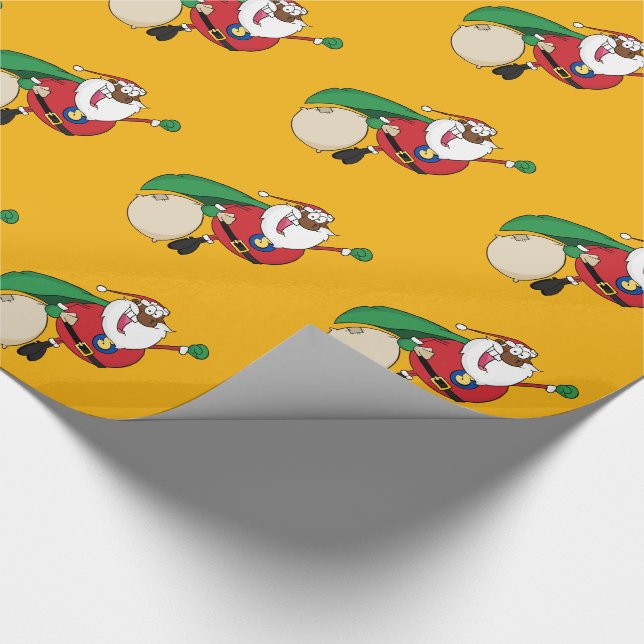 Superheld-schwarzes Sankt-Geschenk-Packpapier Geschenkpapier (Ecke)