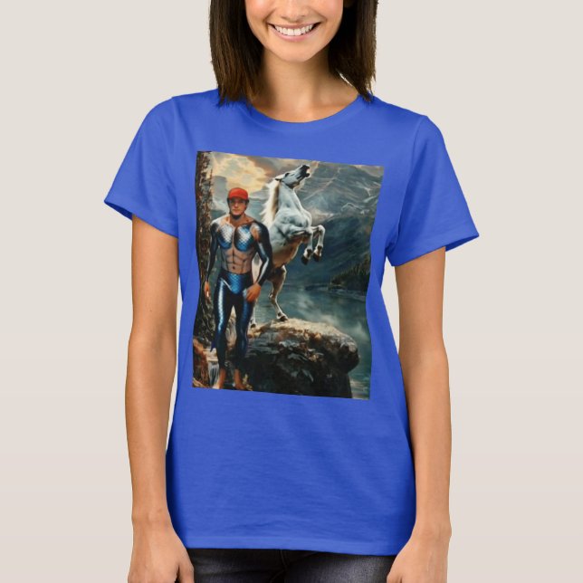 Superheld & Weißes Pferd T-Shirt (Vorderseite)