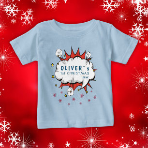 Superhelden-Baby`s erstes Weihnachten Schneeflocke Baby T-shirt