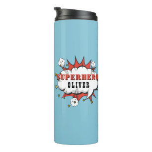 Superhelden-Comic-Sprechblasen-Junge Thermosbecher