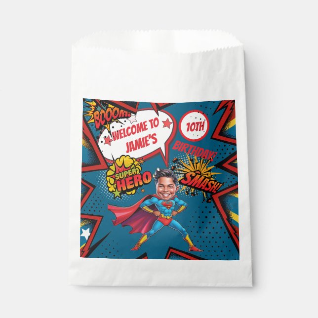 Superhelden Karikatur Action-Packed Boys Geburtsta Geschenktütchen (Vorderseite)