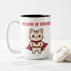 Superhelden-Katze Glaube an dich selbst Zweifarbige Tasse