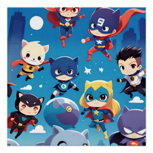 Superhelden-Kinder fliegen hoch Poster