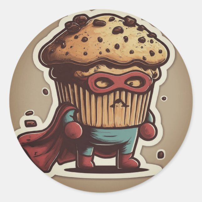 Superhelden Muffin, Runder Aufkleber (Vorderseite)