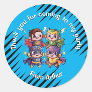 Superhelden Party Kids Super Helden Spaß Identität Runder Aufkleber