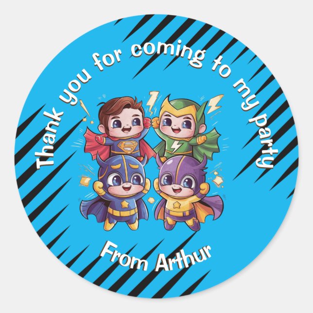 Superhelden Party Kids Super Helden Spaß Identität Runder Aufkleber (Vorderseite)