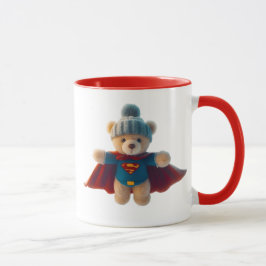 Superhelden-Teddybär mit Mütze. Tasse