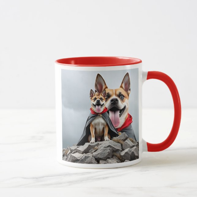 Superheldenhunde auf einem Felsen. Tasse (Rechts)