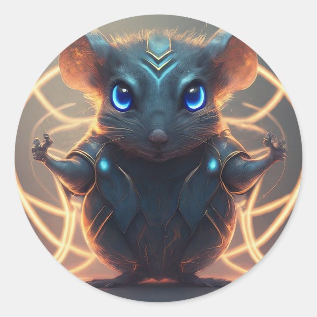 Superheldenmaus Runder Aufkleber (Vorderseite)