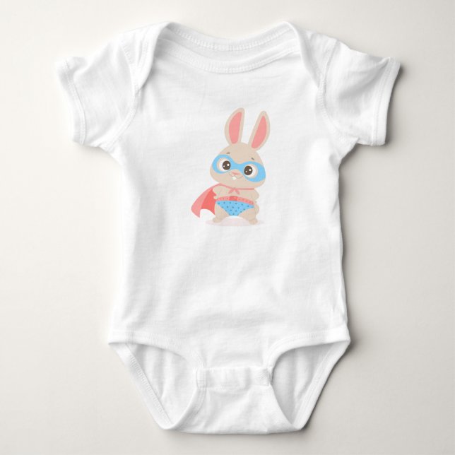 Superheran Bunny Rabbit Baby Sleeper Bodysuit Strampler (Vorderseite)