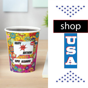Superheran Monogram Birthday Surprise Kids Pappbecher