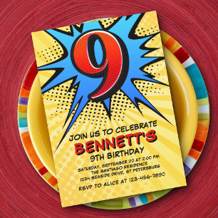Superhero 9e anniversaire Invitation