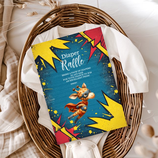 Superhero Animals Boy Baby Shower Diapper Raffle Begleitkarte (Von Creator hochgeladen)
