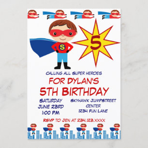 Superhero Anniversaire de enfant Party Invitations