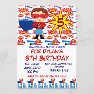 Superhero Anniversaire de enfant Party Invitations